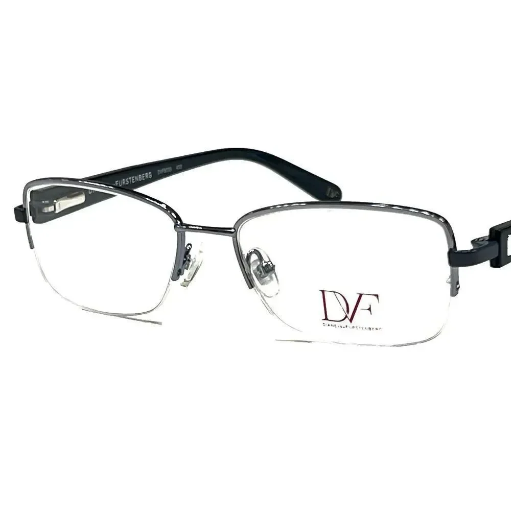 NEW Diane von Furstenberg DVF 8033 403 Black Half Rim Eyeglass Frames 50-16-135